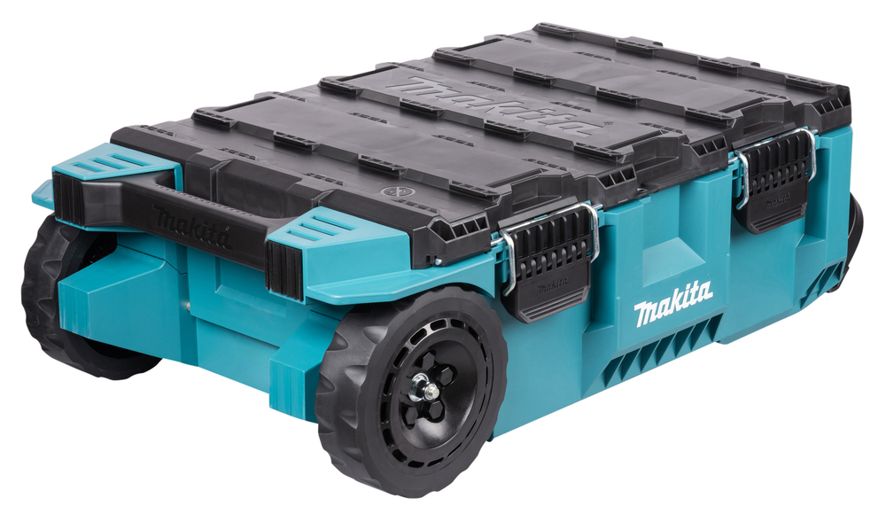 Robuster und mobiler Werkzeugkoffer mit Rädern von Makita Werkzeugkoffer von Makita mit robustem Design und integrierten Rädern für einfachen Transport